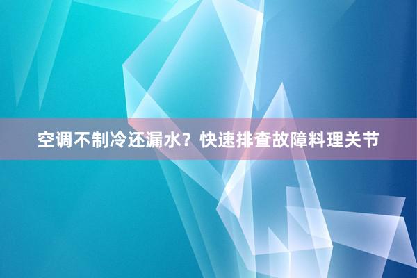 空调不制冷还漏水？快速排查故障料理关节